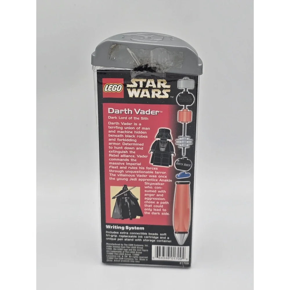 LEGO Star Wars Darth Vader Writing System Connect Build Pen Vintage 2002 New